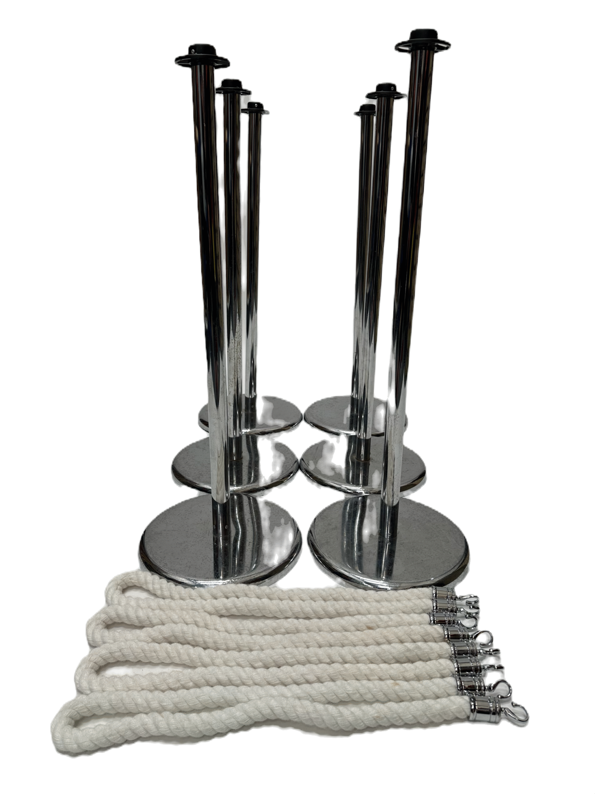 Stanchions with White Rope - Darkstar Events Uk
