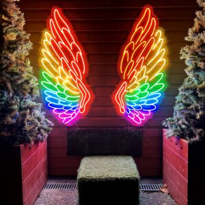 Neon Rainbow Angel Wings