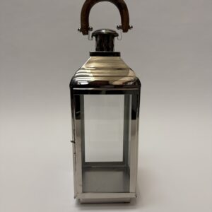 Chrome Lantern with Wooden Handle